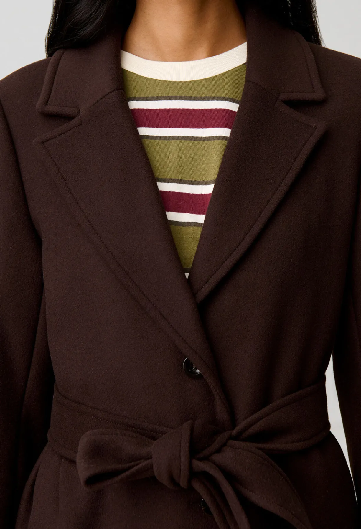 Manteau long laine ceinture