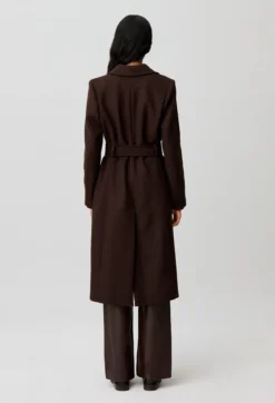 Manteau long laine ceinture