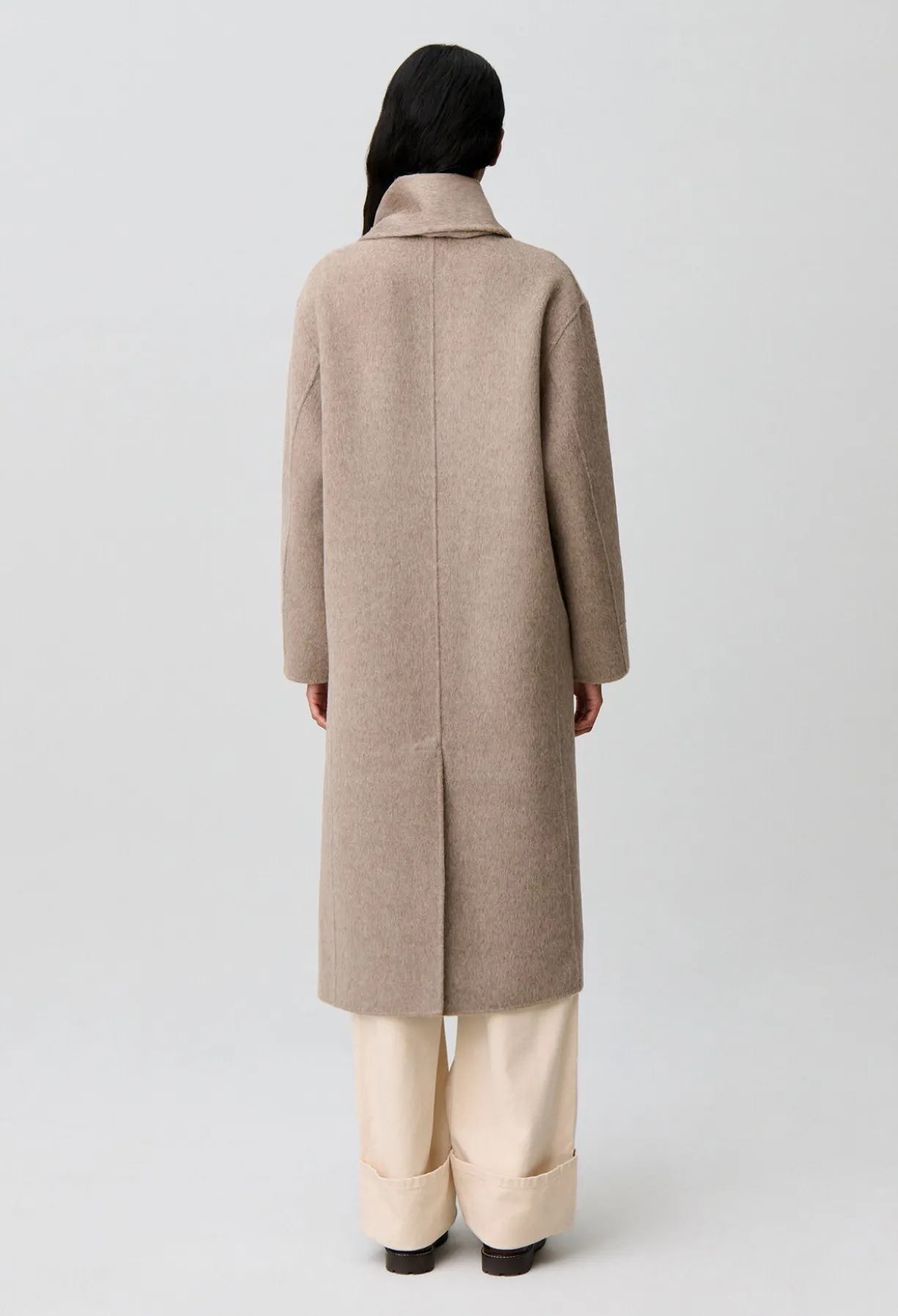 Manteau long laine col foulard