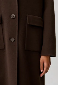Manteau long laine col tailleur