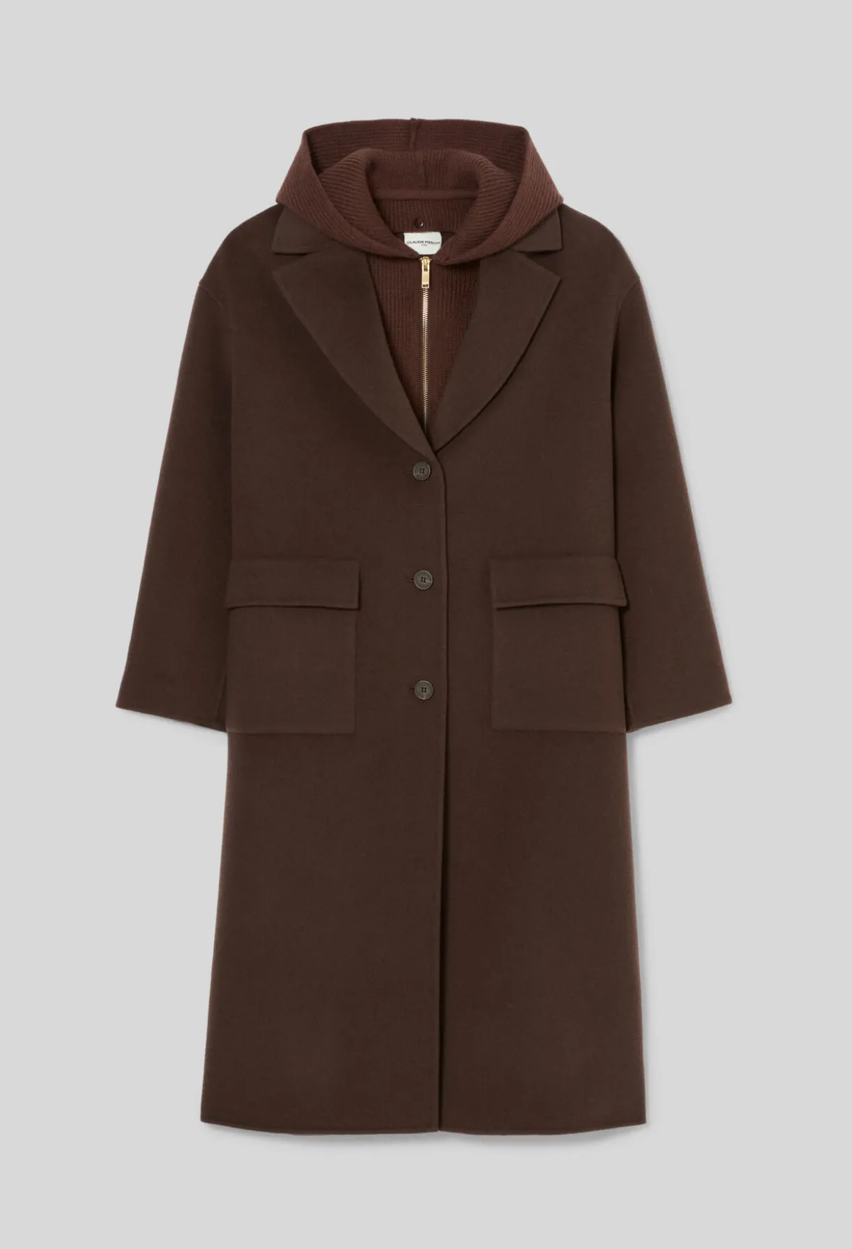 Manteau long laine col tailleur
