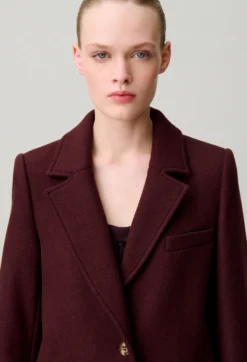 Manteau long laine mélangée