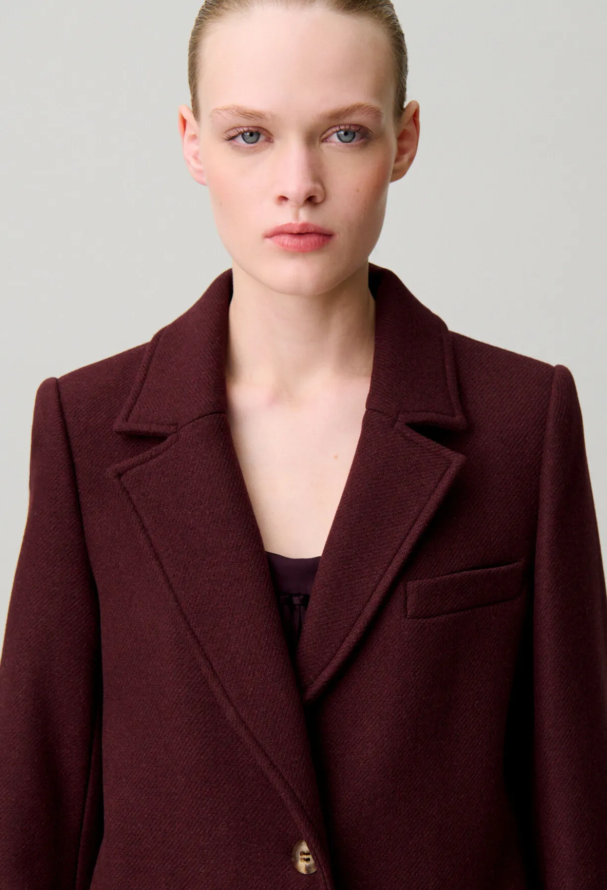 Manteau long laine mélangée