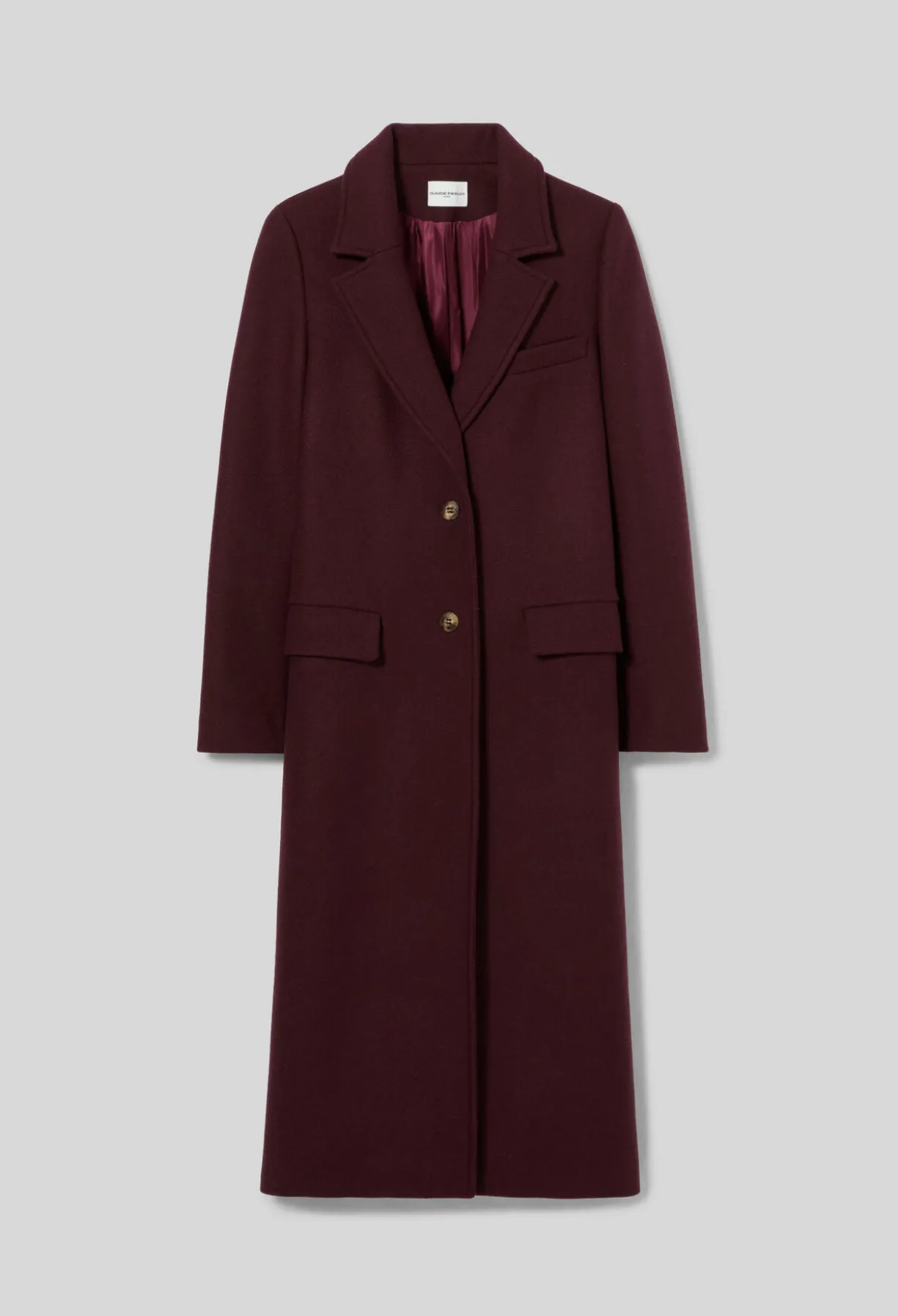 Manteau long laine mélangée