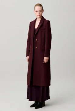 Manteau long laine mélangée
