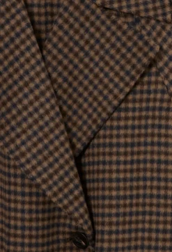 Manteau mi-long carreaux ceinture