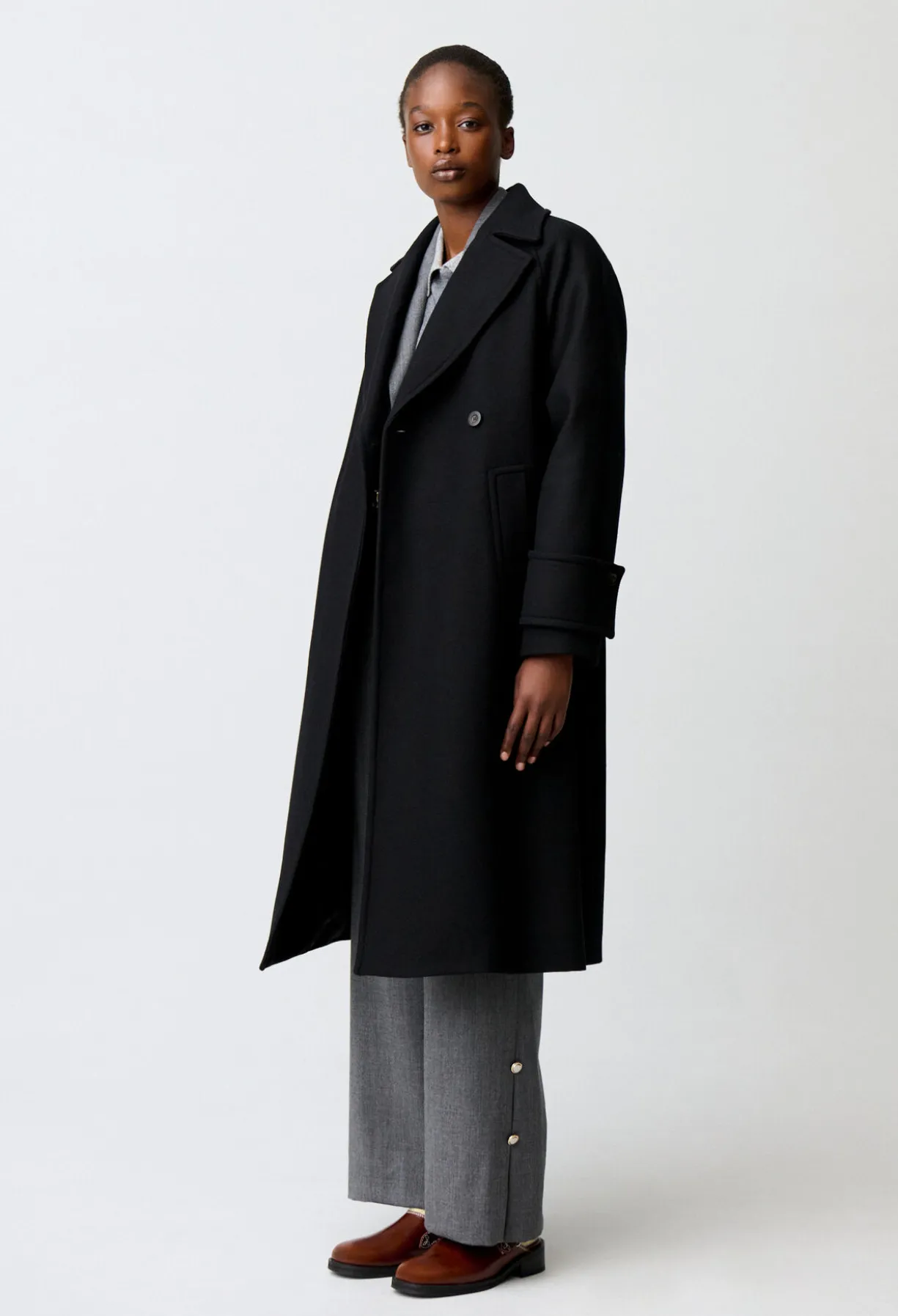 Manteau mi-long laine mélangée