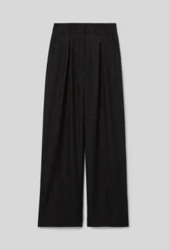 Pantalon droit laine mélangée rayures