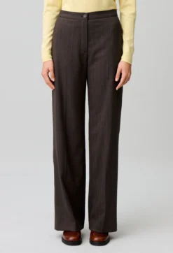 Pantalon droit laine mélangée rayé