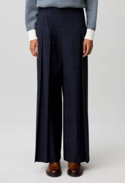 Pantalon jambes larges à carreaux