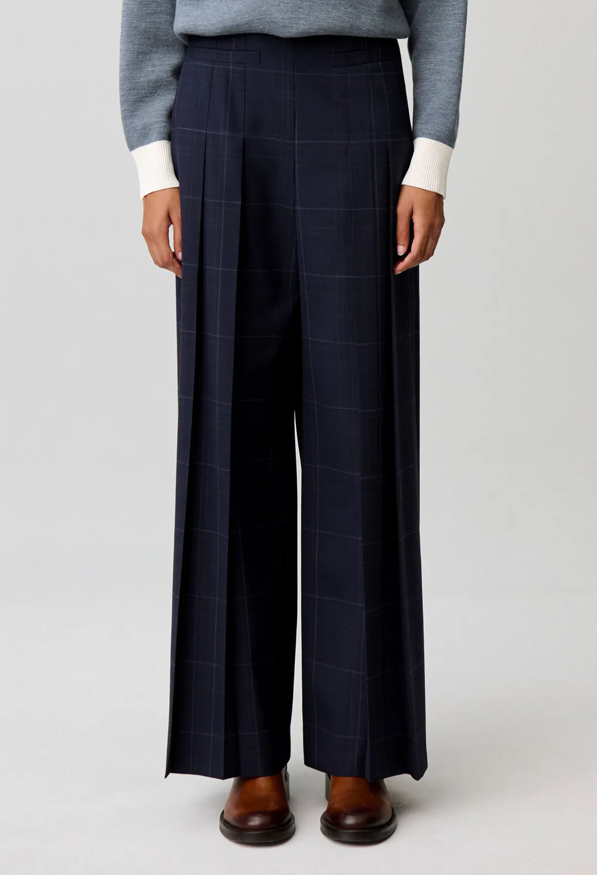 Pantalon jambes larges à carreaux