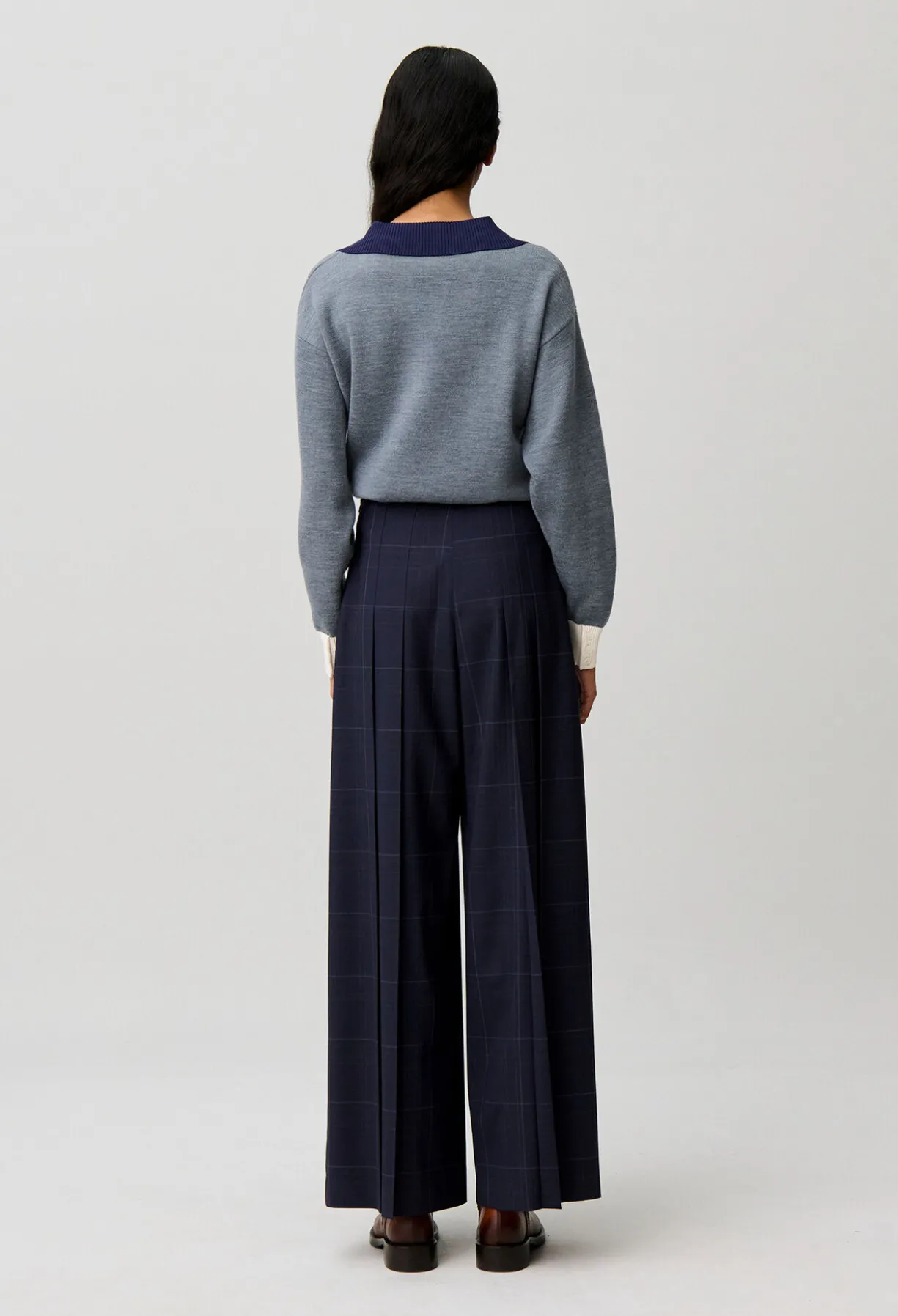 Pantalon jambes larges à carreaux