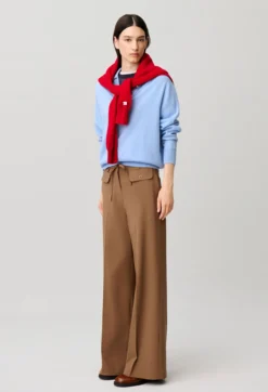 Pantalon laine mélangée jambes larges