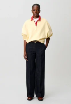Pantalon laine mélangée rayé