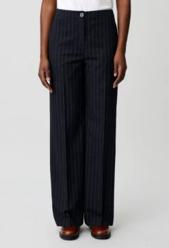Pantalon laine mélangée rayé