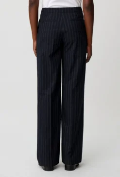 Pantalon laine mélangée rayé