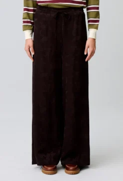 Pantalon large jacquard floral