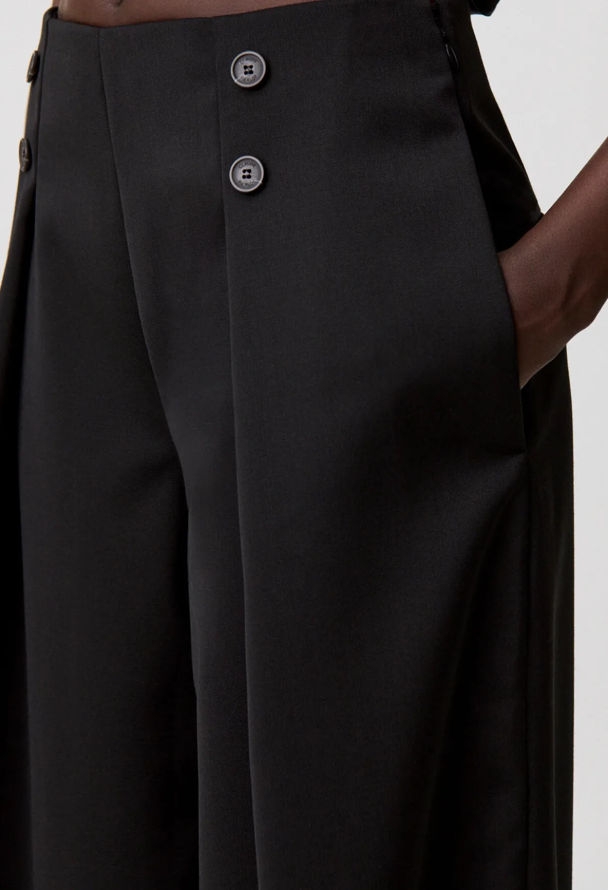 Pantalon large laine mélangée