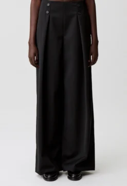 Pantalon large laine mélangée