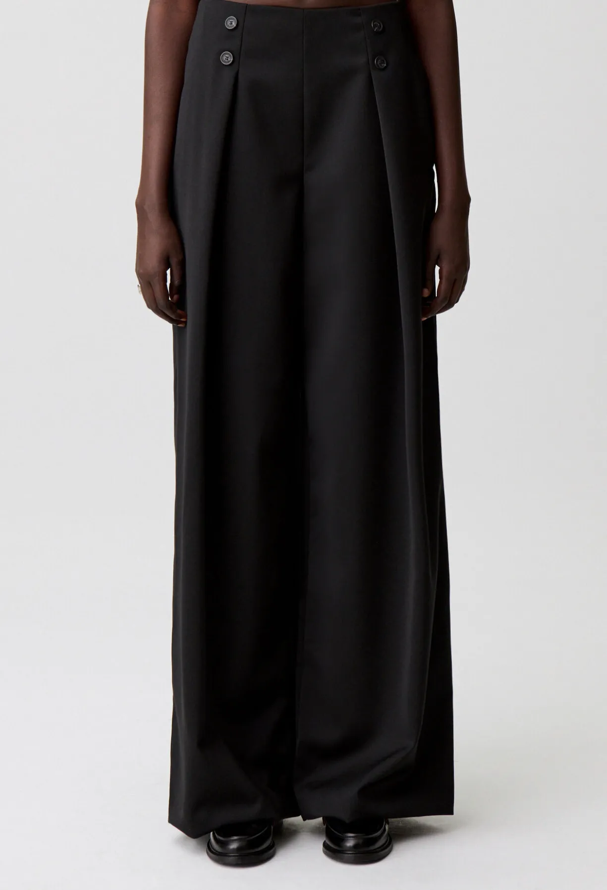 Pantalon large laine mélangée