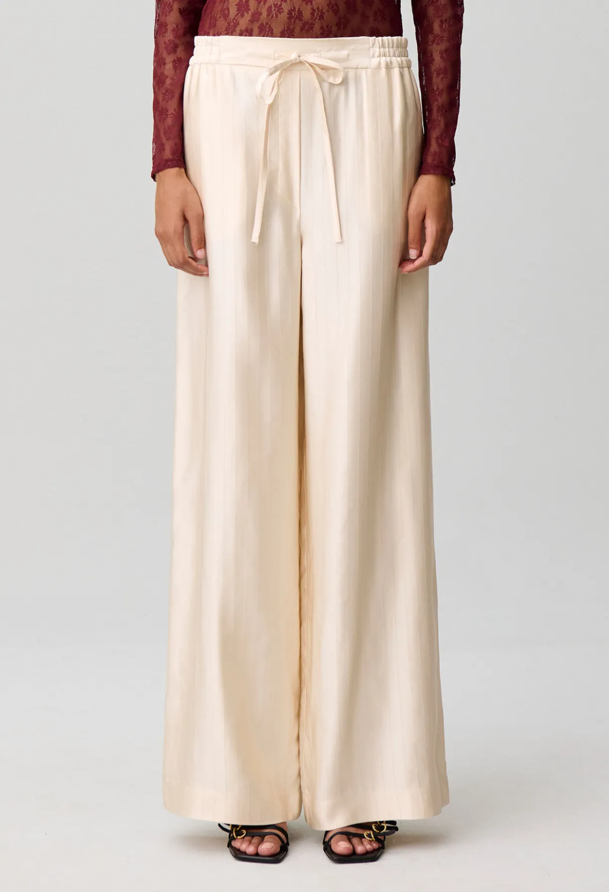 Pantalon large satin