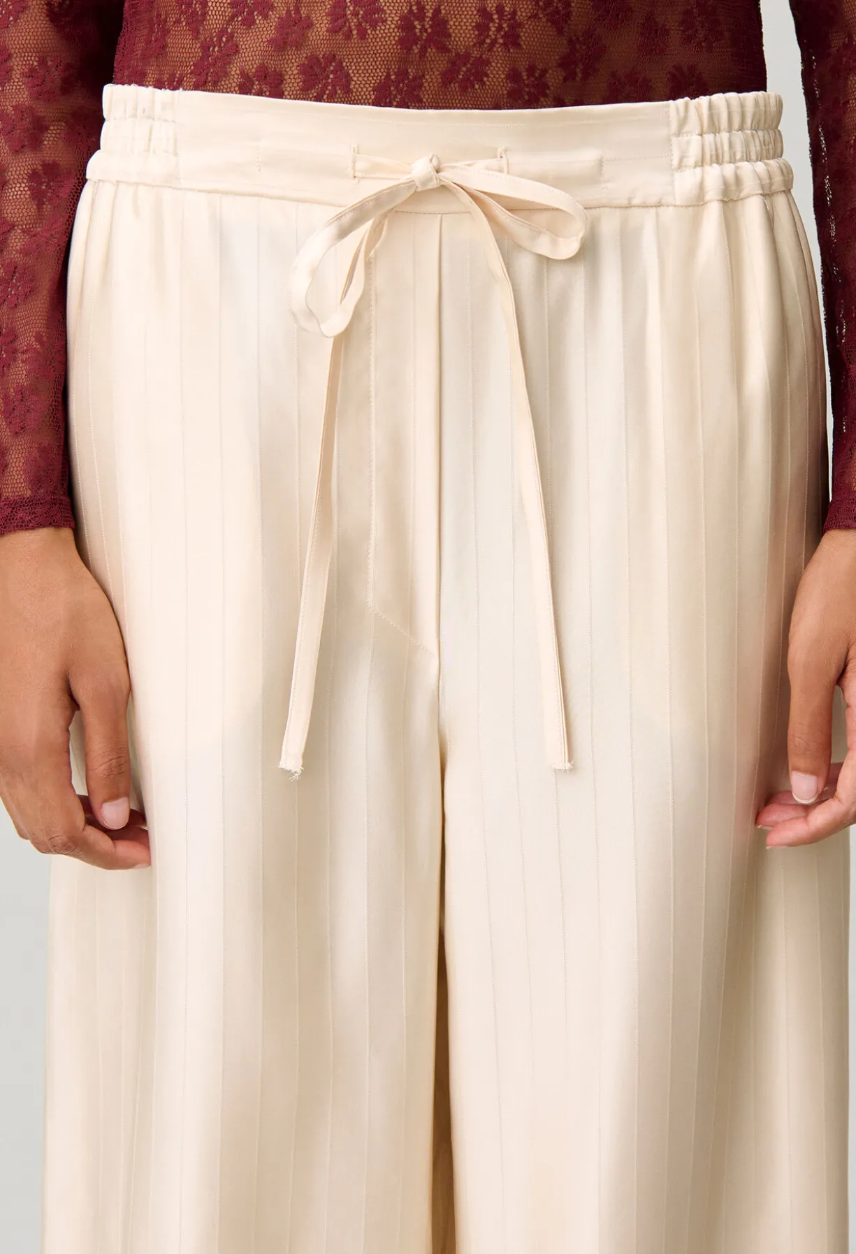 Pantalon large satin