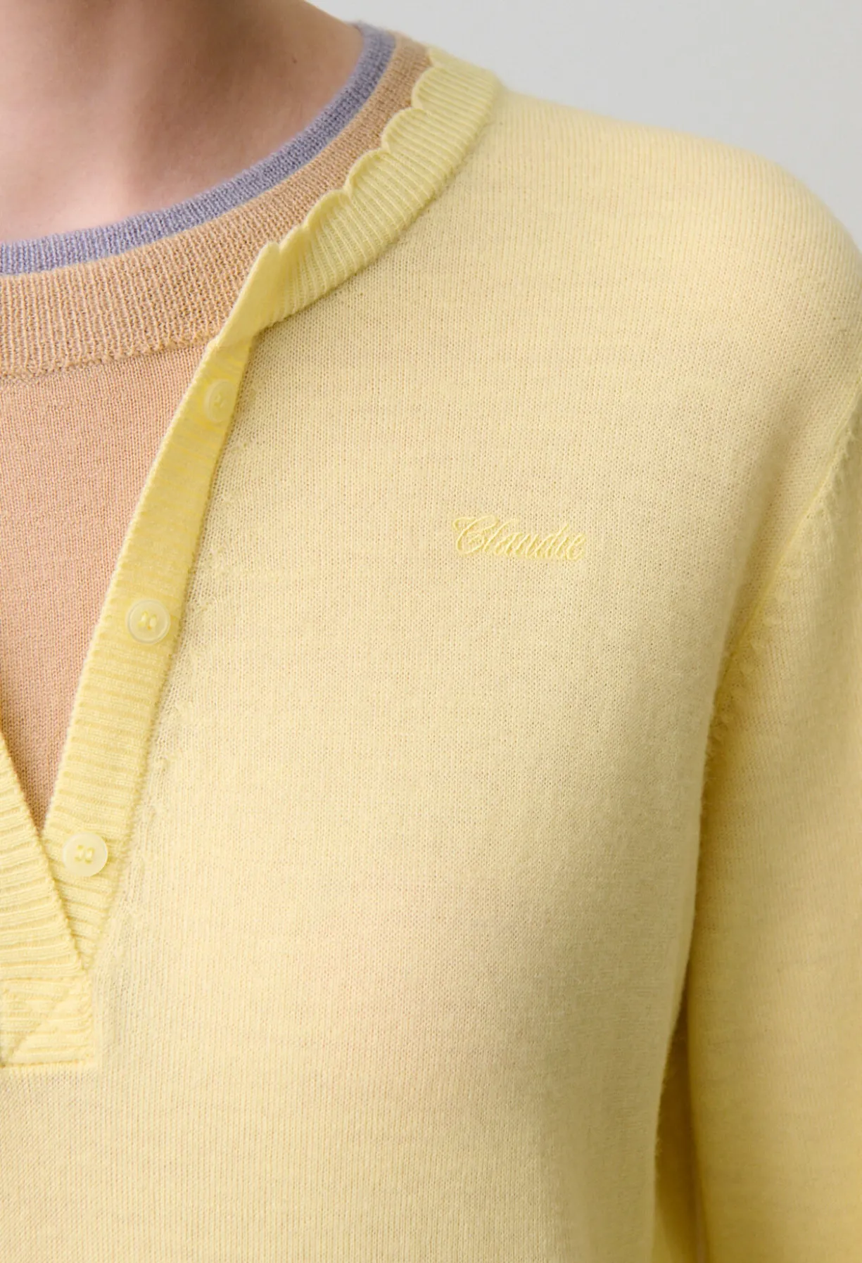 Pull laine col superposé