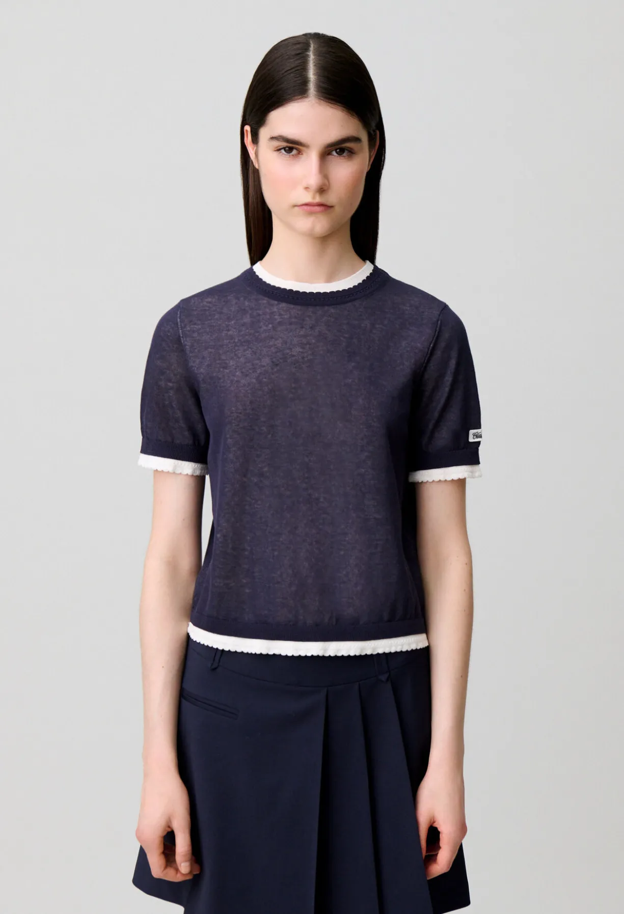 Pull maille contrastante