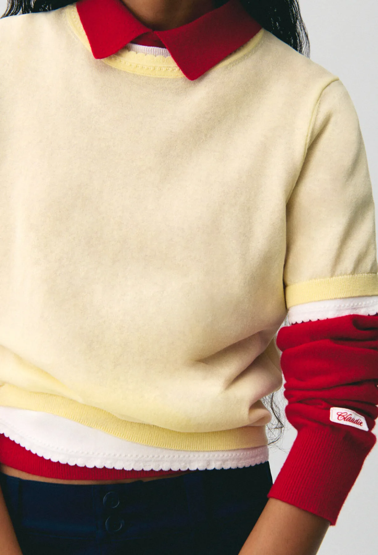 Pull maille contrastante