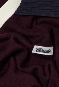 Pull maille double col contrasté