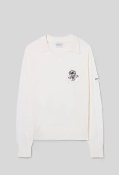 Pull maille fleur brodée