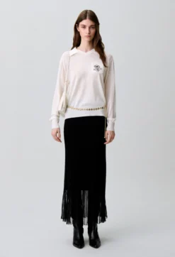 Pull maille fleur brodée