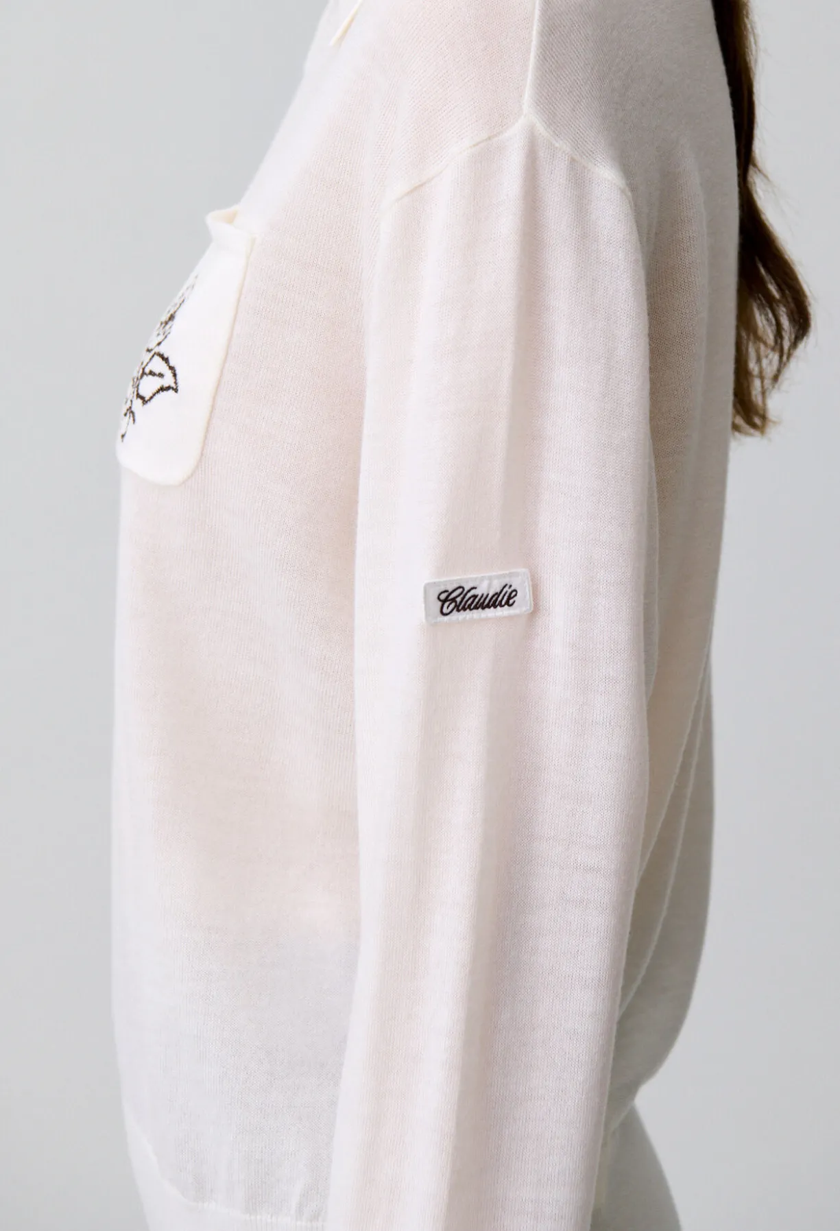 Pull maille fleur brodée