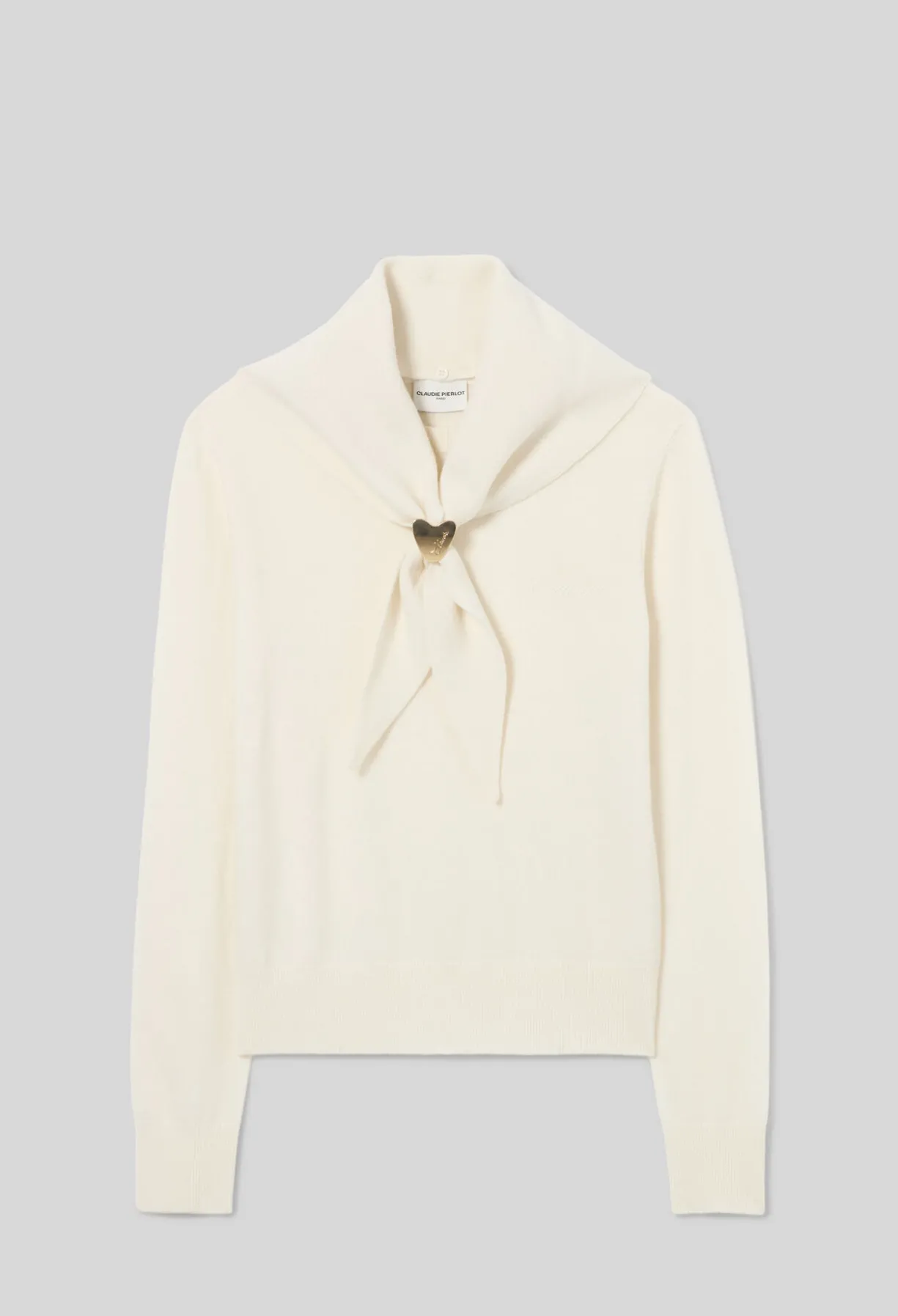 Pull maille foulard amovible
