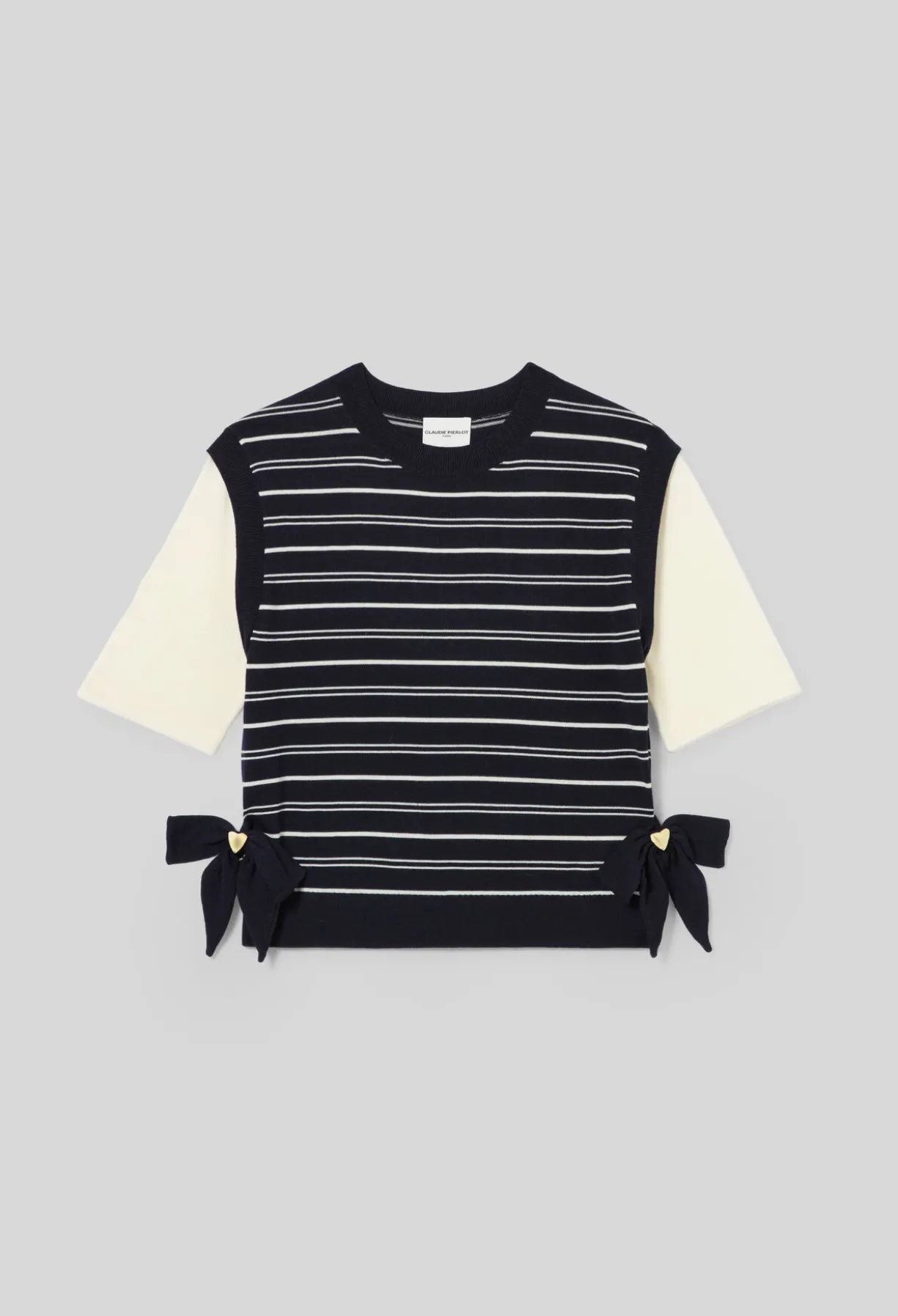 Pull maille rayé cœur