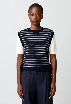 Pull maille rayé cœur