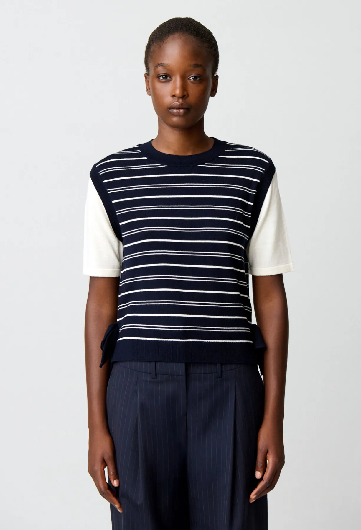 Pull maille rayé cœur