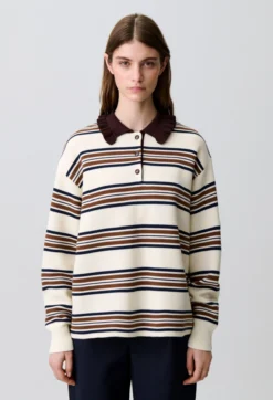 Pull polo large rayé