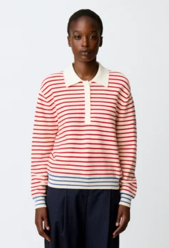 Pull rayé col polo