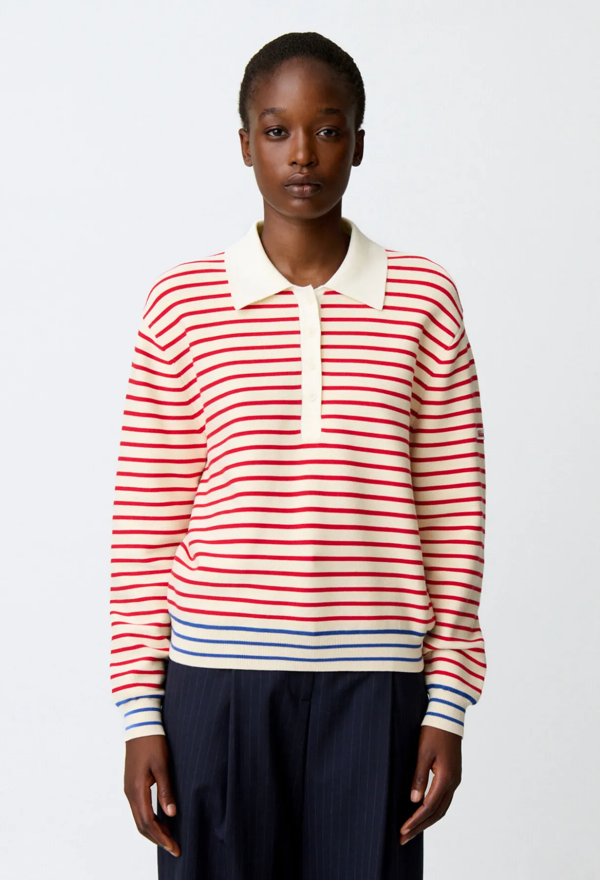 Pull rayé col polo