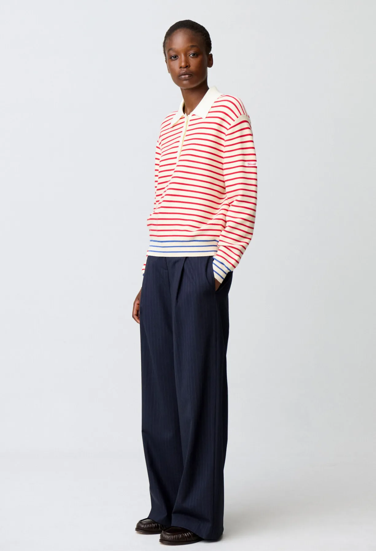 Pull rayé col polo