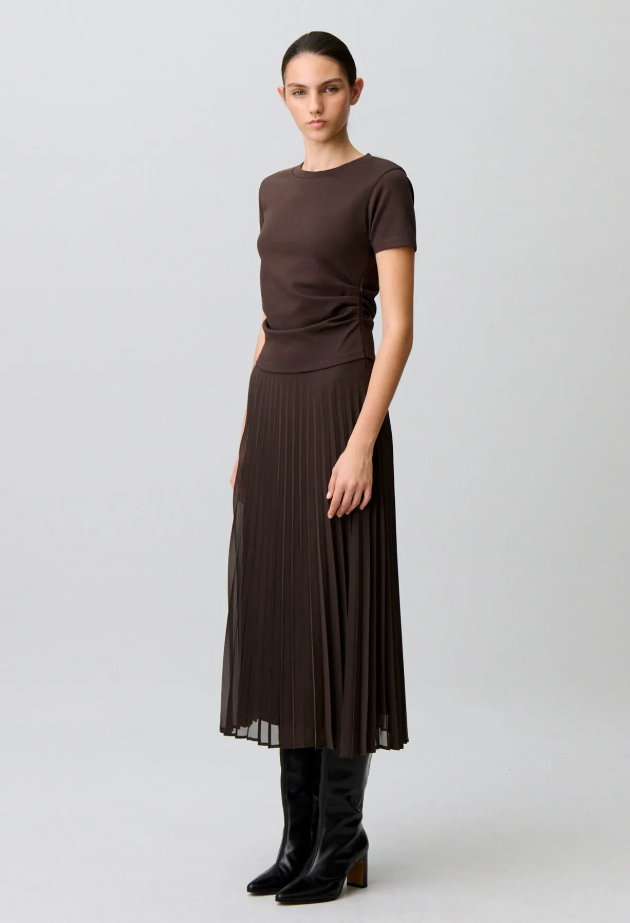 Robe bi-matière plissée