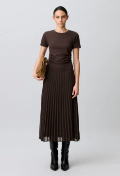 Robe bi-matière plissée