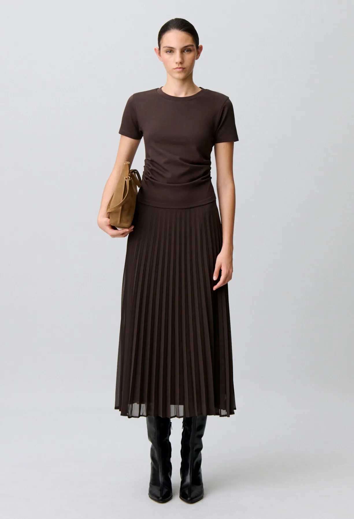 Robe bi-matière plissée