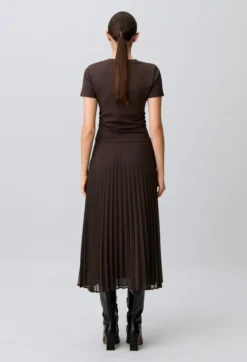 Robe bi-matière plissée