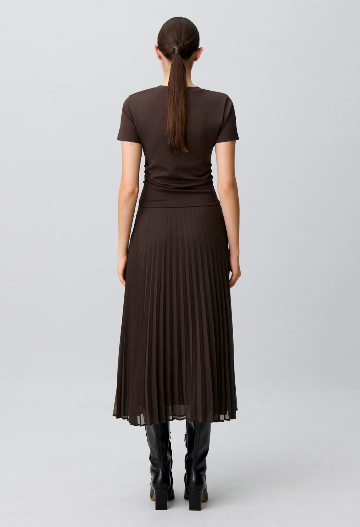Robe bi-matière plissée