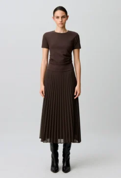 Robe bi-matière plissée