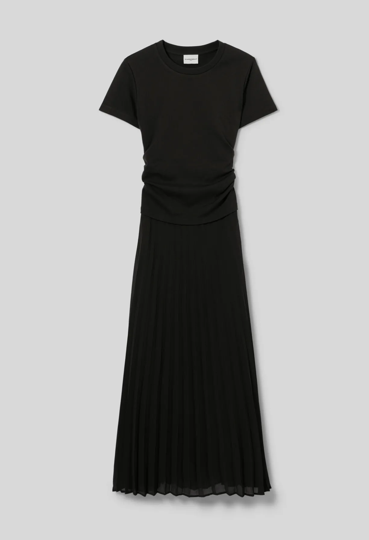 Robe bi-matière plissée