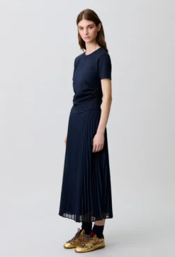 Robe bi-matière trompe-l'œil