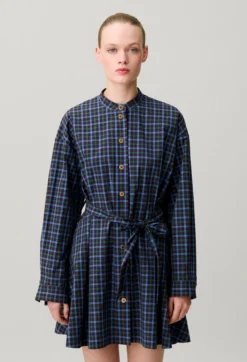 Robe chemise coton carreaux
